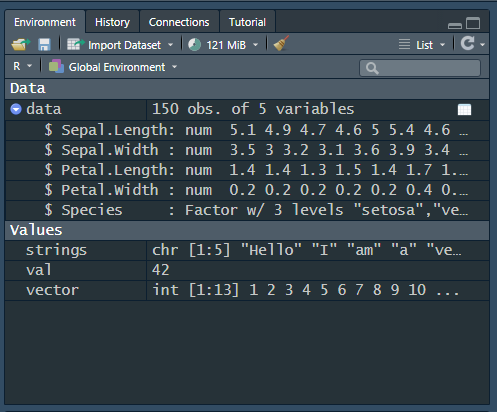 global environment with opened data